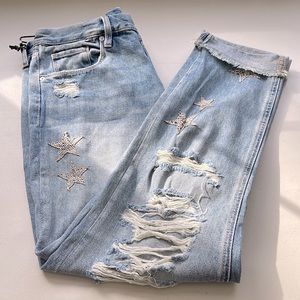 Blank NYC Jeans Women’s Size 30 Blue The Ludlow Girlfriend Crop Distressed